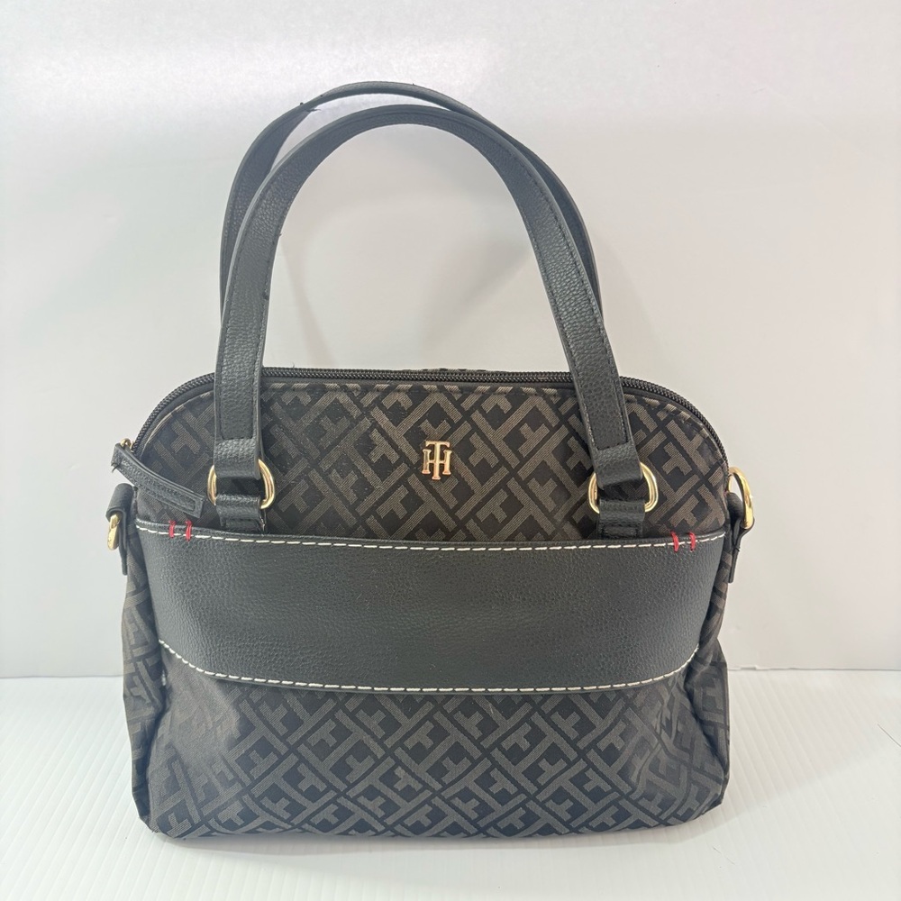 Tommy Hilfiger Black Logo Tote Bag • Gold Hardware